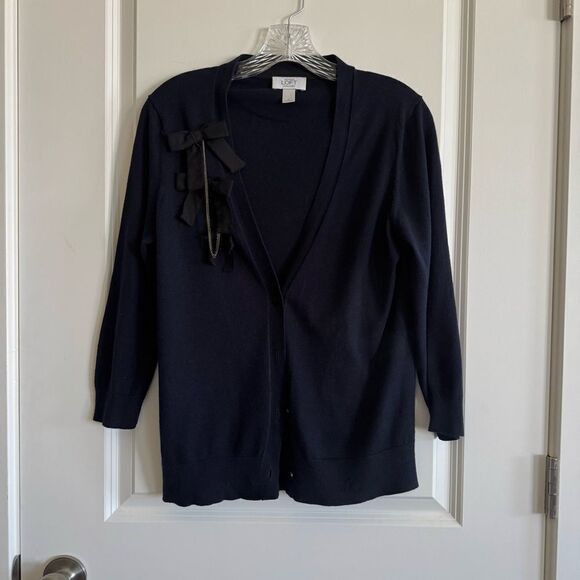 LOFT Sweaters - LOFT V-Neck Cardigan Sweater with bow detail